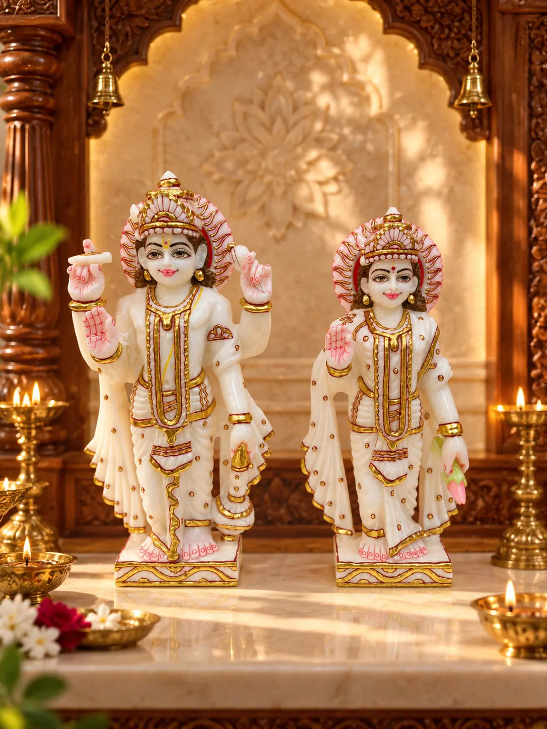 Shri Ram Sita marble pair — full view