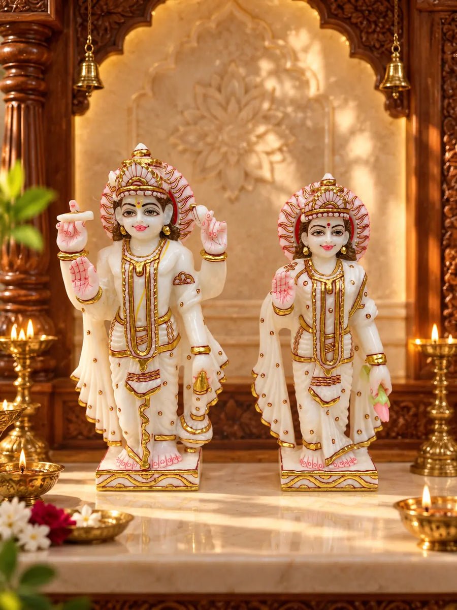 Shri Ram Sita marble pair — full view