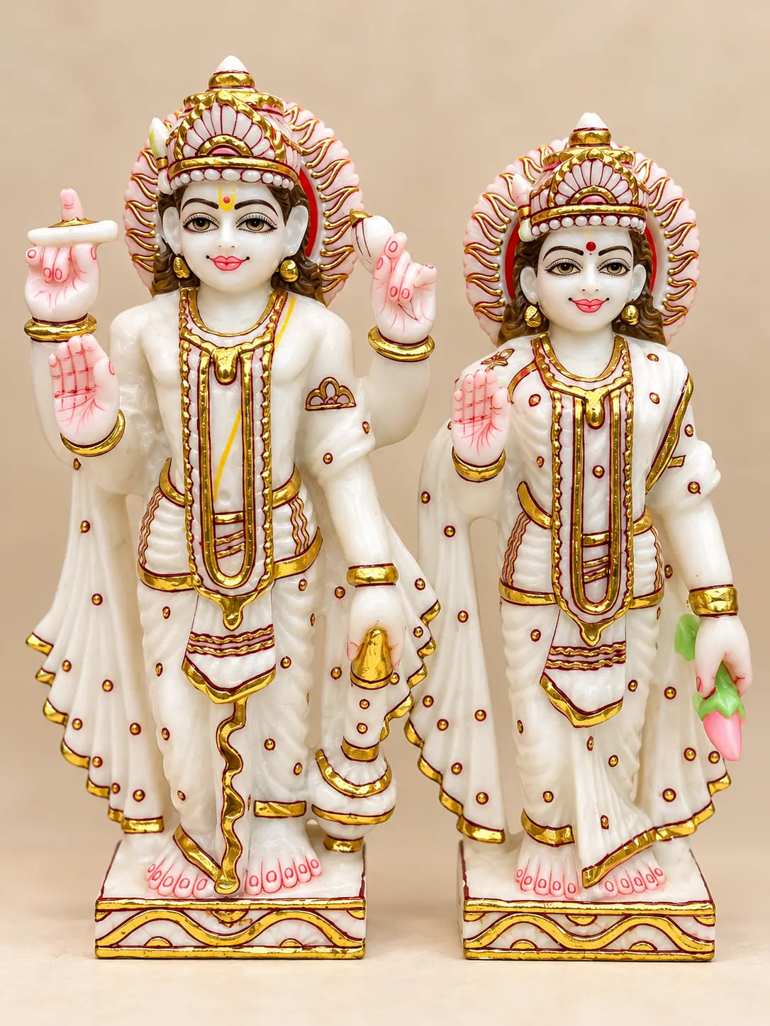 Shri Ram Sita marble pair — detail
