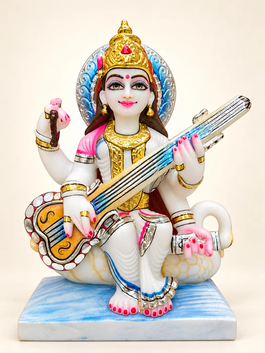 Maa Saraswati marble murti — lifestyle view